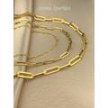 10K Solid Gold Paperclip Necklace With Long Chain Links Stamp Made in Italy