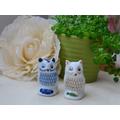 Porcelain Owl Figurine Set Of 2 Vintage Owl Ornament Gift Mini Blue Decor Statue Bird Decoration