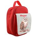 Personalised Owl Childrens Lunch Bag, Box, Insulated, Cool School Kids Red, Blue, Pink