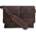 Bag Messenger Flap Half Leather Vintage Shoulder Laptop Satchel Brown Handmade Bags
