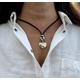 Women Leather Necklace Silver Heart Statement Boho Cord Jewellery Plated Gift For