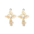 2Pcs, Pgf-2000, 45mm Wild Flower Cross Pendant-White