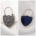 Silver Scottish Thistle Necklace Locket With Lapis Lazuli Gemstone Back, Lock, Padlock