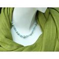 Vintage 1990S Facetted Glass, Seed-Bead & Aqua Faux Pearl Single Strand Necklace