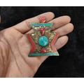 Vintage Wonderful Unique Design Tibeten Brass Pendant With Turquoise & Coral