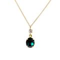 Oval Emerald Crystal & Gold Pendant Necklace, Green Bridal Jewellery, Wedding Jewellery