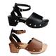 Domini Vegan Shoe Block Heel Ankle Strappy Sandals/Hand Made/Clog Wood Any Size & Width Narrow Or Large Skinny Wide Feet