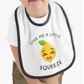 Little Squeeze Lemon Baby Bib With Contrast Trim Jersey - Cutie Shower Gift Amalfi Italian Lemons