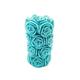 Large Pillar Candle, Turquoise Unscented Tall Floral Shaped Hand Made Candle