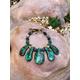 Green Impression Jasper Five Drop Pendant Beaded Necklace