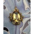 Rococo 9Ct Gold Natural Citrine Filigree Pendant