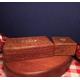 Pair Of Carved Wooden Jewellery Boxes With Mother Pearl Inlay. Good Condition