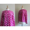 Vintage 1980S Hot Pink Heart Print Silk Top