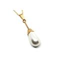 9Ct Gold Pearl Teardrop Necklace Pendant & 18