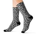 Snow Leopard Print Socks, 3D Sublimation Socks Animal Pattern Black White Women Men Funny Fun Novelty Cool Funky Crazy Casual Unique Gift