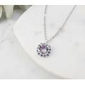 Limited Purple Crystal Necklace Silver Iridescent Lavender Necklace, Tanzanite Or Alexandrite Birthstone Jewelry, Round Lilac Stone N5759H