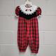 Vintage Girls Red & Black Plaid Romper With Scotty Dog Collar By Goodlad - Size 12 Months - White Lace - Christmas Outfit - Baby's First