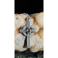 Celtic Cross Necklace Purple Crystal