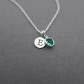 sterling Silver Birthstone Necklace, Personalized Jewelry, Initial Gemstone Personalised Birthday Necklace