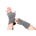 Grey Wrist Warmers Fleece Lined Knitted Wool Hand Unisex Boho Fingerless Mitten Gloves