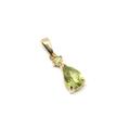 9Ct Gold Peridot Teardrop Necklace Pendant No Chain Gift Boxed
