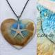 starfish Beach Theme Heart Necklace Jewelry, Resin Pendants, Unique Pendant Necklace, With Chain