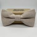 Irish Linen Bow Tie in Natural Undyed - Pre-Tied, Self-Tie, Boy's Sizes, Pocket Square & Cufflinks Available