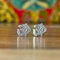 Om Stud Earrings | 925 Sterling Silver 8Mm X 6 Mm