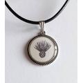 Hand Painted Thistle Resin Pendant On Silver Chain, Tibetan Style Jewellery, Flower Gift, Gift For Her, Mum