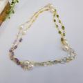 Handmade Wire Wrapped, Citrine, Aquamarine, Amethyst, Peridot, Large, Freshwater Pearl, Multi Gemstone, Gold Plated, Single Strand Necklace