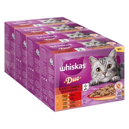 96x 85g Multipack WHISKAS DUO Portionsbeutel Classic Combos in Gelee Katzenfutter nass