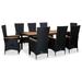 9 Piece Patio Dining Set with Cushions Poly Rattan Black Outdoor Furniture Sets