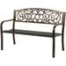 50 Metal Patio Garden Bench Steel Frame Porch Chair with Armrests Outdoor Bench Park Yard Outdoor Furniture for Patio