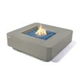 Elementi Plus Lucerne Propane Fire Pit for Outside Outdoor Fire Pit Table Smokeless Firepit Concrete Square Fire Table Patio Heater Fireplace 60000 BTUs - Light Grey 42.1 x 42.1 Inches