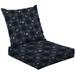 2-Piece Deep Seating Cushion Set grey white seamless small flowers bunches brown stripe navy Outdoor Chair Solid Rectangle Patio Cushion Set