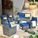 Ovios 7 Pieces Outdoor Furniture All Weather Wicker Patio Conversation Sectional Sofa Set with Storage Box for Garden Backyard