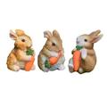3 Pieces Easter Themed Fairy Garden Statues Bunny Easter Decoration Sculpture Resin Rabbit for Yard Planter Potted Patio Decor Holiday Gifts Eating Radish