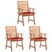 Patio Dining Chairs 3 pcs with Cushions Solid Acacia Wood Outdoor Chairs