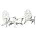 highwood 3 Piece Set Outdoor Adirondack Chairs and Folding Side Table White