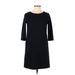 Uniqlo Casual Dress - Shift Crew Neck 3/4 sleeves: Black Print Dresses - Women's Size Medium