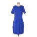 Lela Rose Casual Dress - Shift: Blue Dresses - Women's Size Small