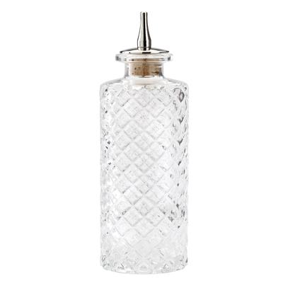 Barfly M37172 5 1/10 oz Bitters Bottle w/ Stainless/Cork Dasher, Cut Glass Styling, Clear