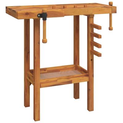 Werkbank mit Schraubstöcken 92x48x83 cm Massivholz Akazie Vidaxl Image