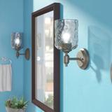 Latitude Run® Manalapan 1 - Light Dimmable Dark Pewter Armed Sconce Glass/Metal in Gray | 10.16 H x 4.96 W x 6.54 D in | Wayfair LTDR6053 40832009