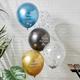 5 Happy Father's Day Balloons, Gift For Dad, Fathers Decorations, Confetti & Chrome Latex Balloons