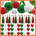 The Holiday Aisle® Christmas Decorations-Wall Decoration Background Decoration Flower Honeycomb Set Christmas Decorations in Green/Red/White | Wayfair