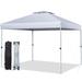 Costway 2-Tier 10 x 10 Feet Pop-up Canopy Tent with Wheeled Carry Bag-White