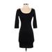Charlotte Russe Cocktail Dress - Bodycon Scoop Neck 3/4 sleeves: Black Print Dresses - Women's Size Small