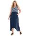 Plus Size Women's Sleeveless V-neckline Dress by Soft Focus in Navy Stripe (Size M)