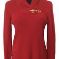 Ralph Lauren Sweaters | Lauren Ralph Lauren Shawl Collar Gold Clasp Sweater | Color: Red | Size: L